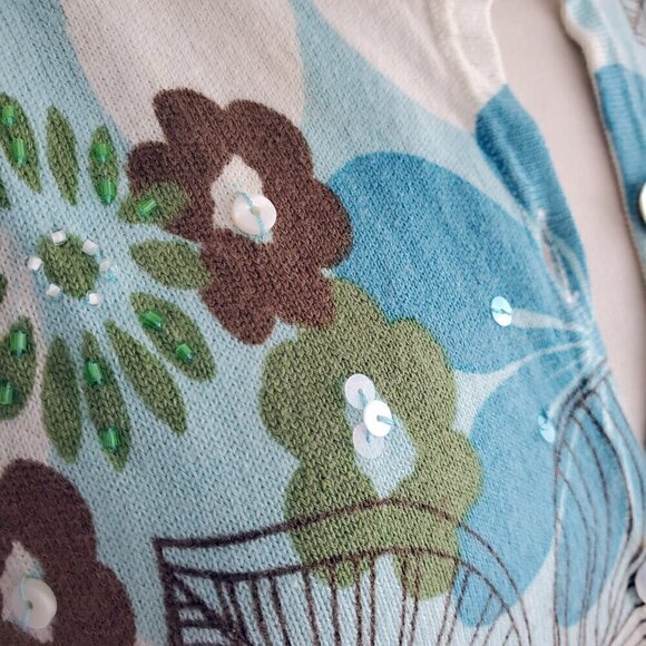 Alfred Dunner Sequin Embellished Floral Sweater Size L - Picture 5 of 15